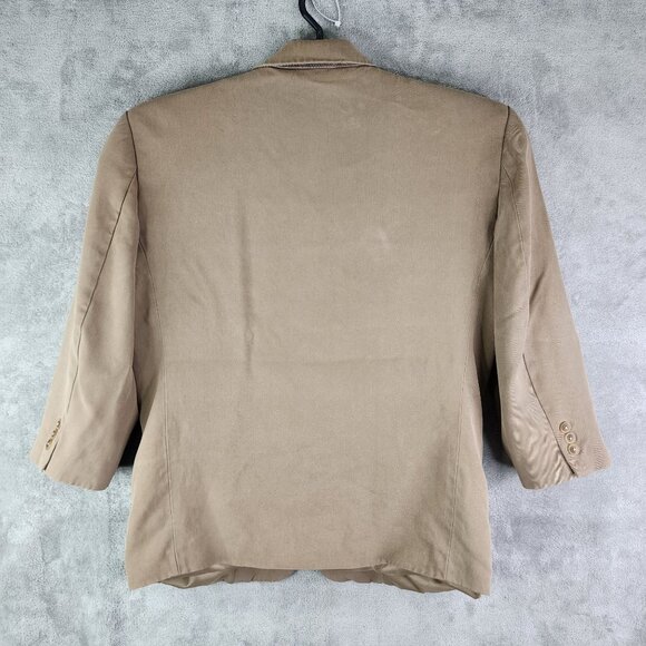 Mens Tan Cypress Grove 100% Silk Gaberdine Blazer Jacket 3 Button Long Sleeve M - Picture 9 of 12